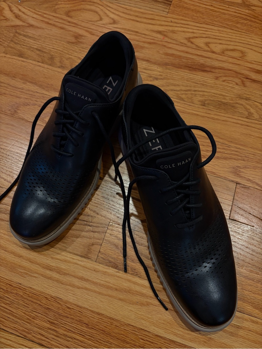 Cole Haan Black Perforated Zero Grand Leather Dress Shoes